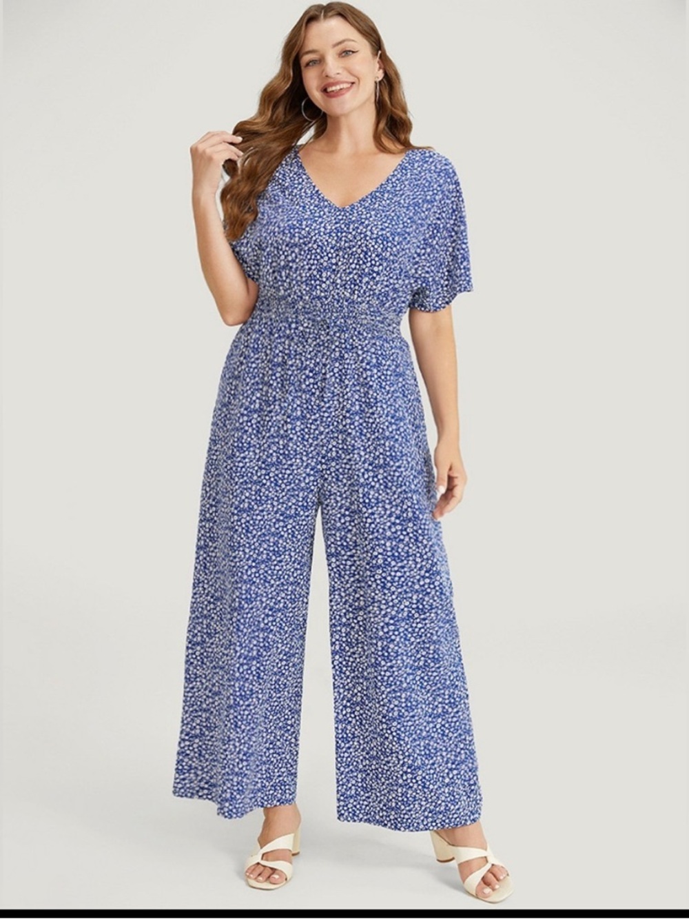 BloomChic Blue Floral Wide-Leg Jumpsuit